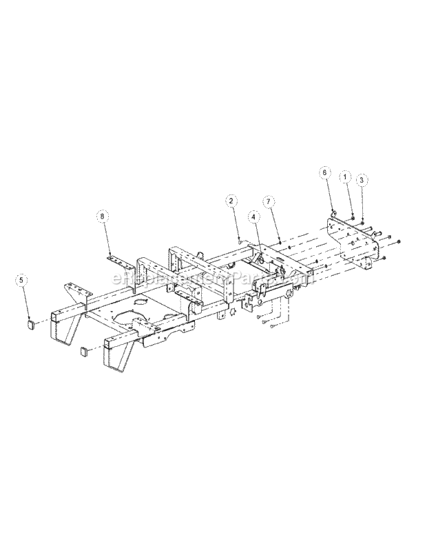 Frame Assembly Diagram and Parts List for M72-GN33 53CB5FJZ750-33HP-OHV Cub Cadet Lawn Tractor